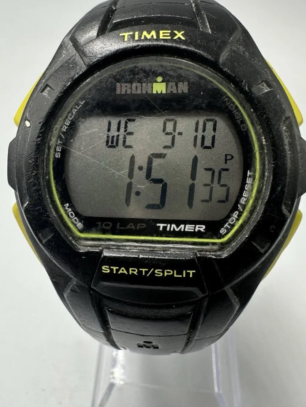 Timex Ironman Digital Watch Men Black 42MM Round Dial Indiglo New Battery 10